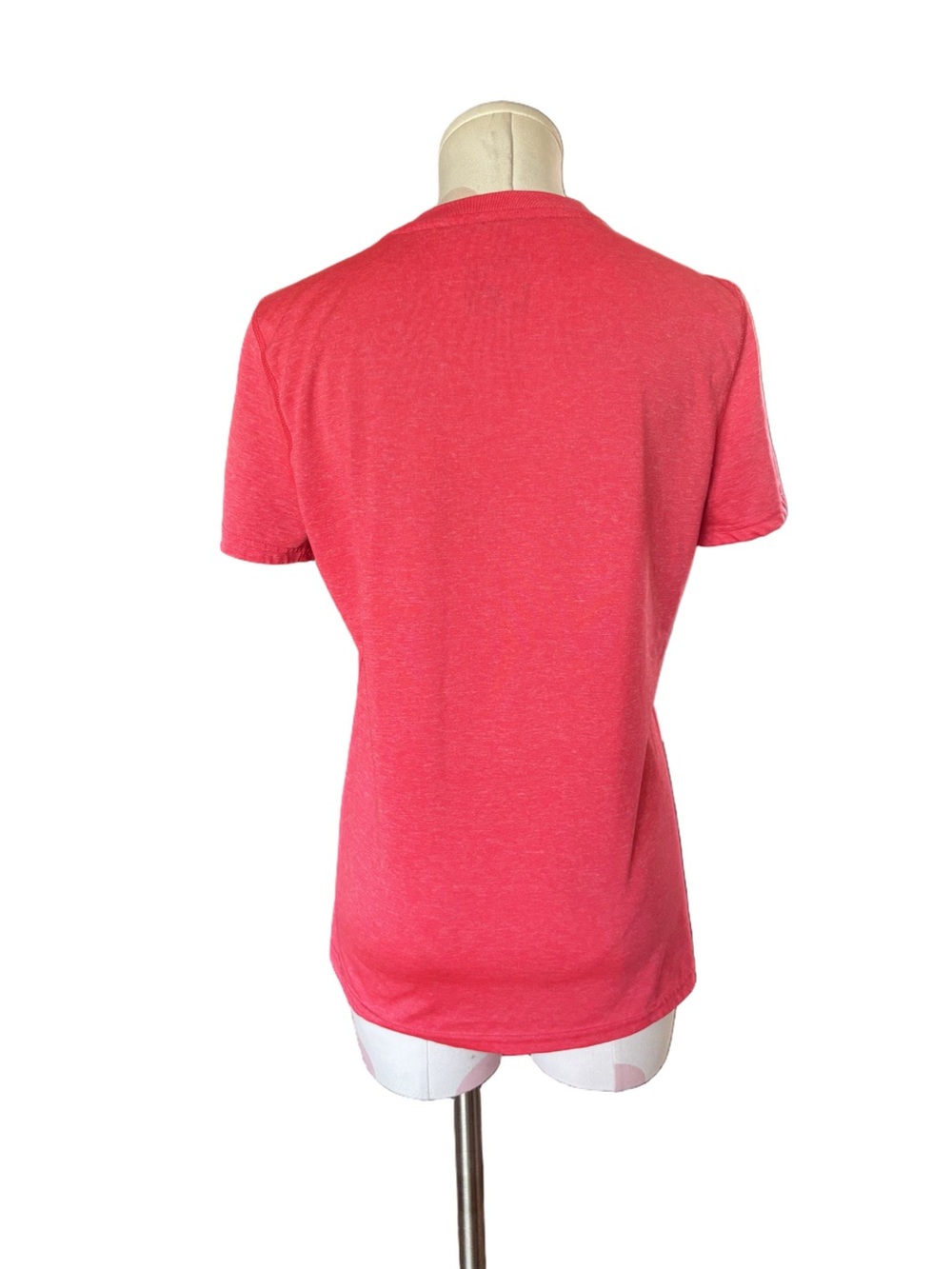 Adidas Activewear Performance Tee Pink Coral V Neck Workout Shirt - Large - Picture 2 of 8